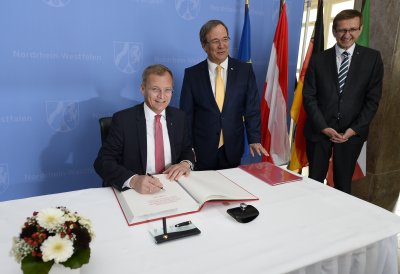 Ministerpräsident Armin Laschet empfängt den Landeshauptmann von Oberösterreich