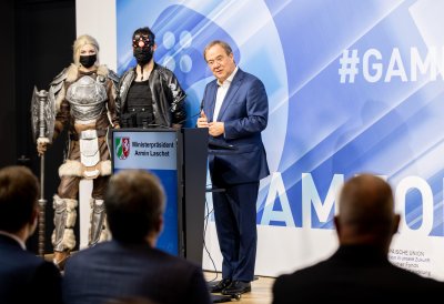 Ministerpräsident Armin Laschet eröffnet Zentrum zur Vernetzung der Games-Branche mit weiteren Wirtschaftsbereichen in Düsseldorf