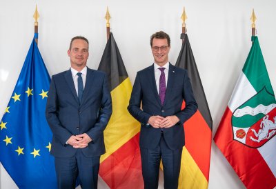 Ministerpräsident Hendrik Wüst empfängt Ministerpräsidenten der Deutschsprachigen Gemeinschaft Ostbelgiens Oliver Paasch