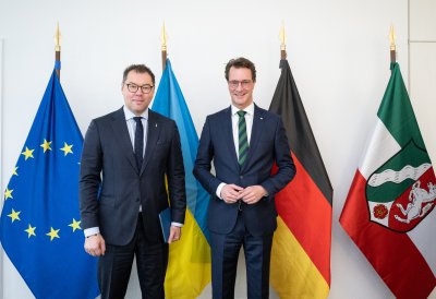 Ministerpräsident Hendrik Wüst empfängt den Botschafter der Ukraine Oleksii Makeiev