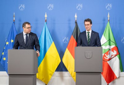 Ministerpräsident Hendrik Wüst empfängt den Botschafter der Ukraine Oleksii Makeiev
