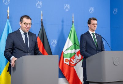 Ministerpräsident Hendrik Wüst empfängt den Botschafter der Ukraine Oleksii Makeiev