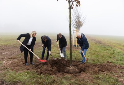 Ministerpräsident Hendrik Wüst pflanzt Erinnerungsbaum im Gedenken an die Opfer der Hochwasserkatastrophe in Nordrhein-Westfalen