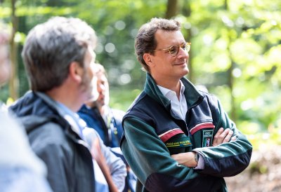 Ministerpräsident Hendrik Wüst besucht gemeinsam mit Manuel Andrack den Königsforst in Köln