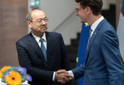 Ministerpräsident Wüst empfängt den Premierminister der Republik Usbekistan Abdulla Aripov