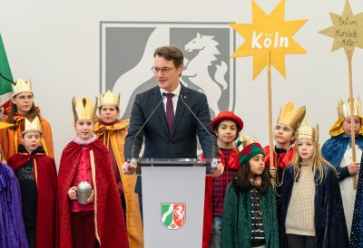 Ministerpräsident Hendrik Wüst empfängt Sternsinger
