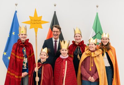 Ministerpräsident Hendrik Wüst empfängt Sternsinger