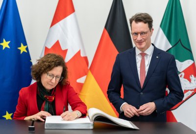 Ministerpräsident Wüst empfängt die Botschafterin von Kanada in Deutschland zum Antrittsbesuch