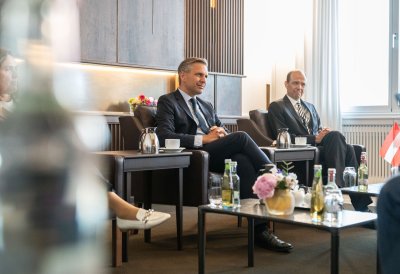 Ministerpräsident Wüst empfängt österreichischen Bundesminister Wolfgang Hattmannsdorfer