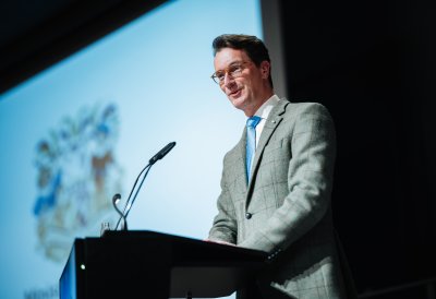 Ministerpräsident Hendrik Wüst während seiner Rede