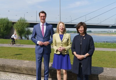 Ministerpräsident Hendrik Wüst empfängt die neue Botschafterin der USA Amy Gutmann