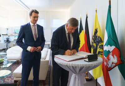 Ministerpräsident Hendrik Wüst empfängt den flämischen Ministerpräsidenten Jan Jambon