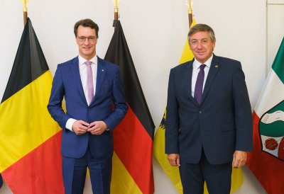 Ministerpräsident Hendrik Wüst empfängt den flämischen Ministerpräsidenten Jan Jambon