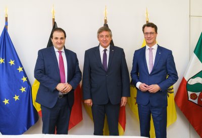 Ministerpräsident Hendrik Wüst empfängt den flämischen Ministerpräsidenten Jan Jambon