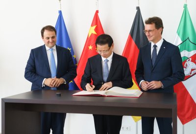 Ministerpräsident Hendrik Wüst trifft den Gouverneur der chinesischen Partnerprovinz Jiangsu