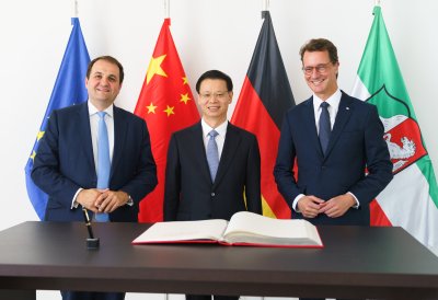 Ministerpräsident Hendrik Wüst trifft den Gouverneur der chinesischen Partnerprovinz Jiangsu