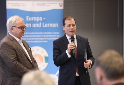 Europastaatssekretär Dr. Mark Speich stellt die Initiative „Europa – Erleben und Lernen“ für Auszubildende vor