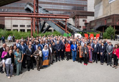 Ministerpräsident Hendrik Wüst und Bundespräsident Frank-Walter Steinmeier besuchen die Zeche Zollverein im Rahmen eines Diplomatenausflugs