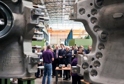 Ministerpräsident Hendrik Wüst und Bundespräsident Frank-Walter Steinmeier besuchen Siemens Energy in Mülheim an der Ruhr