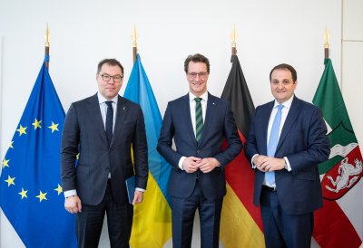 Ministerpräsident Hendrik Wüst empfängt den Botschafter der Ukraine Oleksii Makeiev