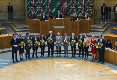 Vereidigung des neuen Landeskabinetts im Landtag Nordrhein-Westfalen