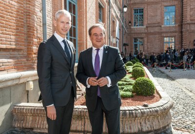 Kulturbevollmächtigter Armin Laschet nimmt am Deutsch-Französischen Ministerrat mit Bundeskanzlerin Angela Merkel und dem französischen Staatspräsidenten Emmanuel Macron in Toulouse teil