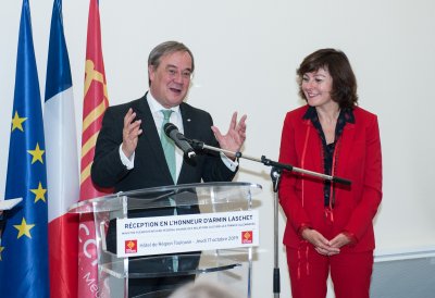 Kulturbevollmächtigter Armin Laschet nimmt am Deutsch-Französischen Ministerrat mit Bundeskanzlerin Angela Merkel und dem französischen Staatspräsidenten Emmanuel Macron in Toulouse teil