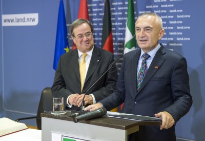 Ministerpräsident Armin Laschet empfängt den albanischen Staatspräsidenten Meta
