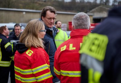 Ministerpräsident besucht gemeinsam mit Minister Krischer von Hochwasser bedrohte Gebiete 