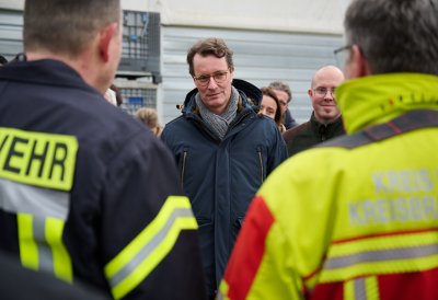 Ministerpräsident besucht gemeinsam mit Minister Krischer von Hochwasser bedrohte Gebiete 
