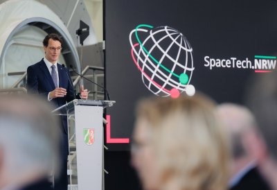 Minipräsident Wüst während seiner Keynote