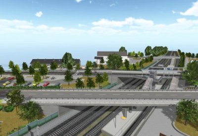 Animation des Verknüpfungshaltepunkts von S13 und Stadtbahnlinie 66 in Bonn-Vilich