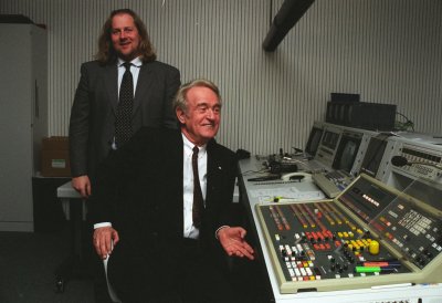 Ministerpräsident Johannes Rau besucht den Fernsehsender VIVA, 19.1.1995