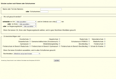 Website Schuldatenbank NRW