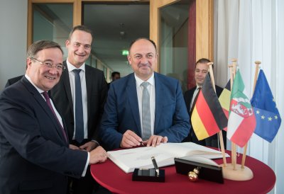 Ministerpräsident Armin Laschet empfängt die Regierungschefs der Wallonie und der Deutschsprachigen Gemeinschaft Belgiens