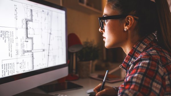 Architektur Bauplan Digitalisierung Monitor