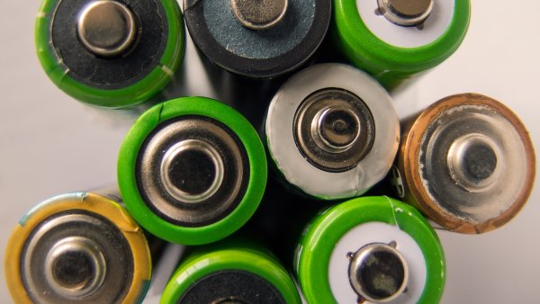 9 verschiedene, aufgestellte Batterien von oben gesehen