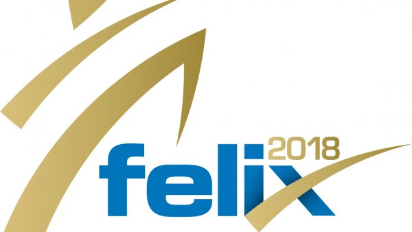 Das felix 2018 Logo in Blau und Gold.
