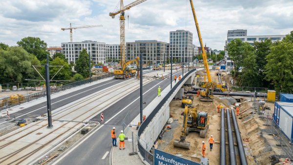 Eine moderne Brücke als Baustelle