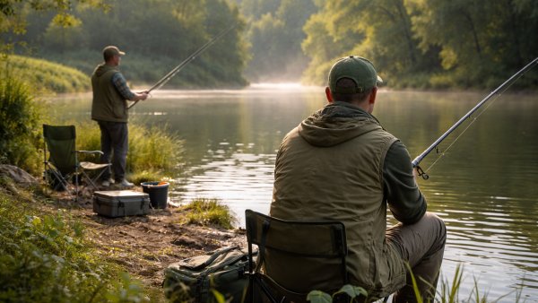 2 Angler am See, Morgenstimmung
