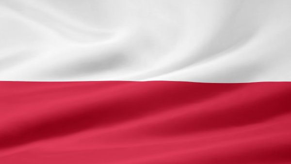 Nationalflagge Polens: waagerecht zweifarbig - oben weiß, unten rot.