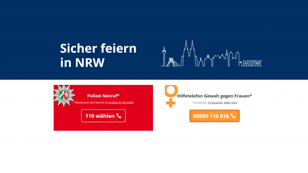 Screenshot Sicher feiern in NRW