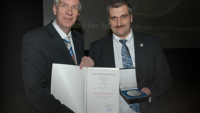 Innenminister verleiht Sportplaketten, Jörg Frischmann aus Leverkusen