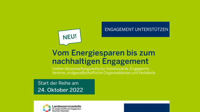 Start der Online-Veranstaltungsreihe »Vom Energiesparen bis zum nachhaltigen Engagement« am 24. Oktober 2022