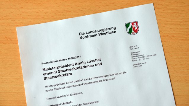 Ministerpräsident Armin Laschet ernennt Staatssekretärinnen und Staatssekretäre