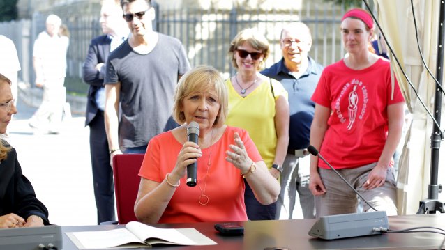 Minsiterpräsidentin Hannelore Kraft am Stand des Justizministeriums