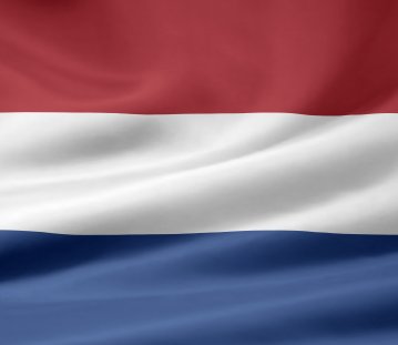 Flagge der Niederlande - oben rot, mittig weiß, unten blau.