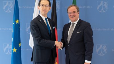 Ministerpräsident Armin Laschet empfängt den Gouverneur der japanischen Präfektur Fukushima