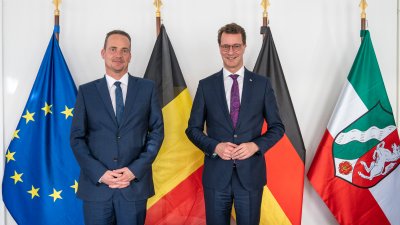 Ministerpräsident Hendrik Wüst empfängt Ministerpräsidenten der Deutschsprachigen Gemeinschaft Ostbelgiens Oliver Paasch