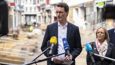 Ministerpräsident Hendrik Wüst besucht gemeinsam mit Bundeskanzler Olaf Scholz und Bundesinnenministerin Nancy Faeser Bad Münstereifel